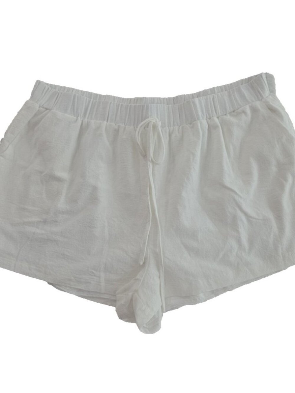 Curve Cotton Lined Crinkle Booty Shorts Womens 4XL White‎ Elastic Drawstring